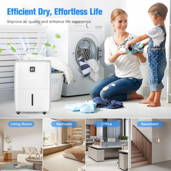 Devesere 80 Pint Energy Star Home Dehumidifier for Basement,Bedroom,Bathroom and Large Room up to 5,000 Sq.Ft,with Drain Hose,Smart humidistats and Large Tank 